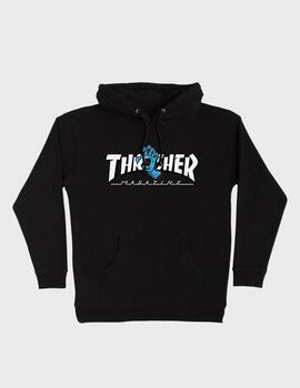 Sudadera SantaCruzxThrasher Hood Screaming Logo Blk