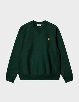Sudadera Carhartt American Script Sweat Conifer