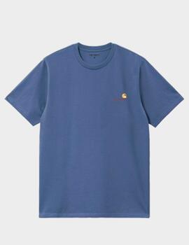 Camiseta Carhartt WIP S/S American Script Blue Iri