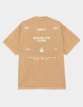 Camiseta Obey Around the globe Pigment Light Khaki