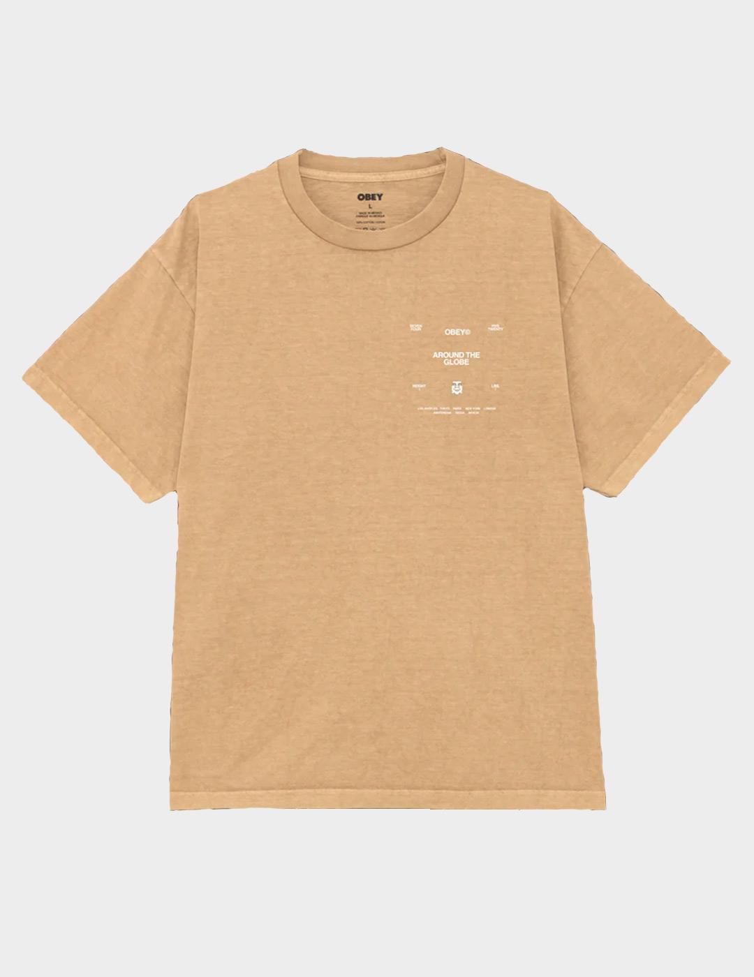 Camiseta Obey Around the globe Pigment Light Khaki