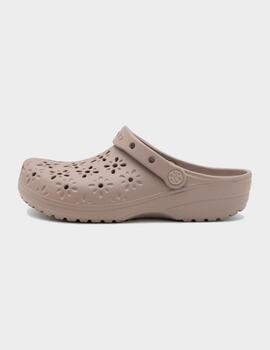 Zuecos Crocs Classic Floral Cut Out Clog Taupe
