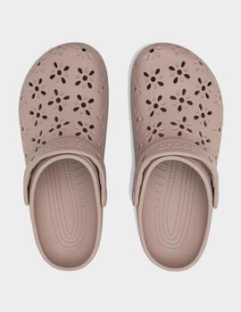 Zuecos Crocs Classic Floral Cut Out Clog Taupe