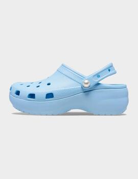 Zuecos Crocs Classic Plataform Pearl Clog Blue Cal