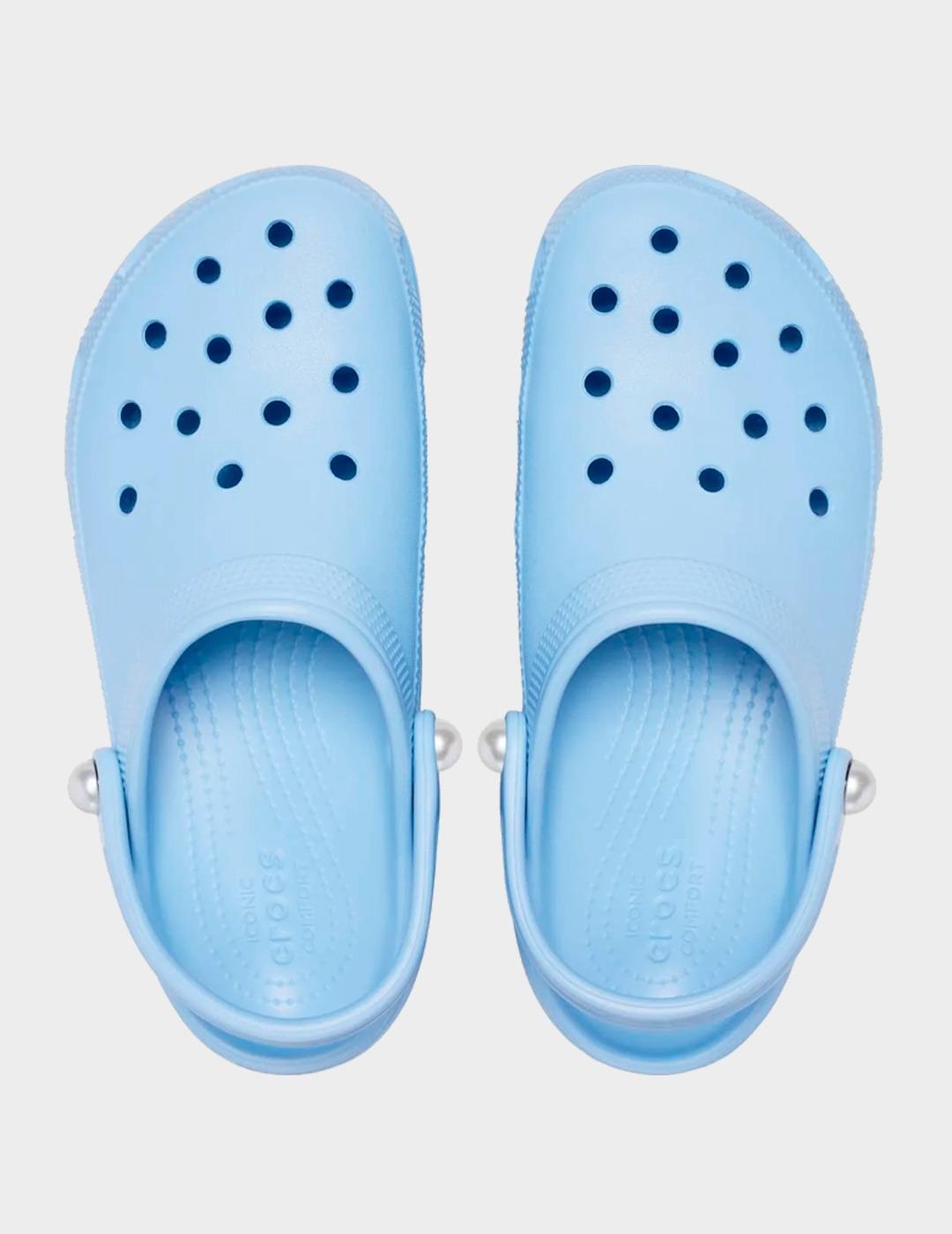 Zuecos Crocs Classic Plataform Pearl Clog Blue Cal