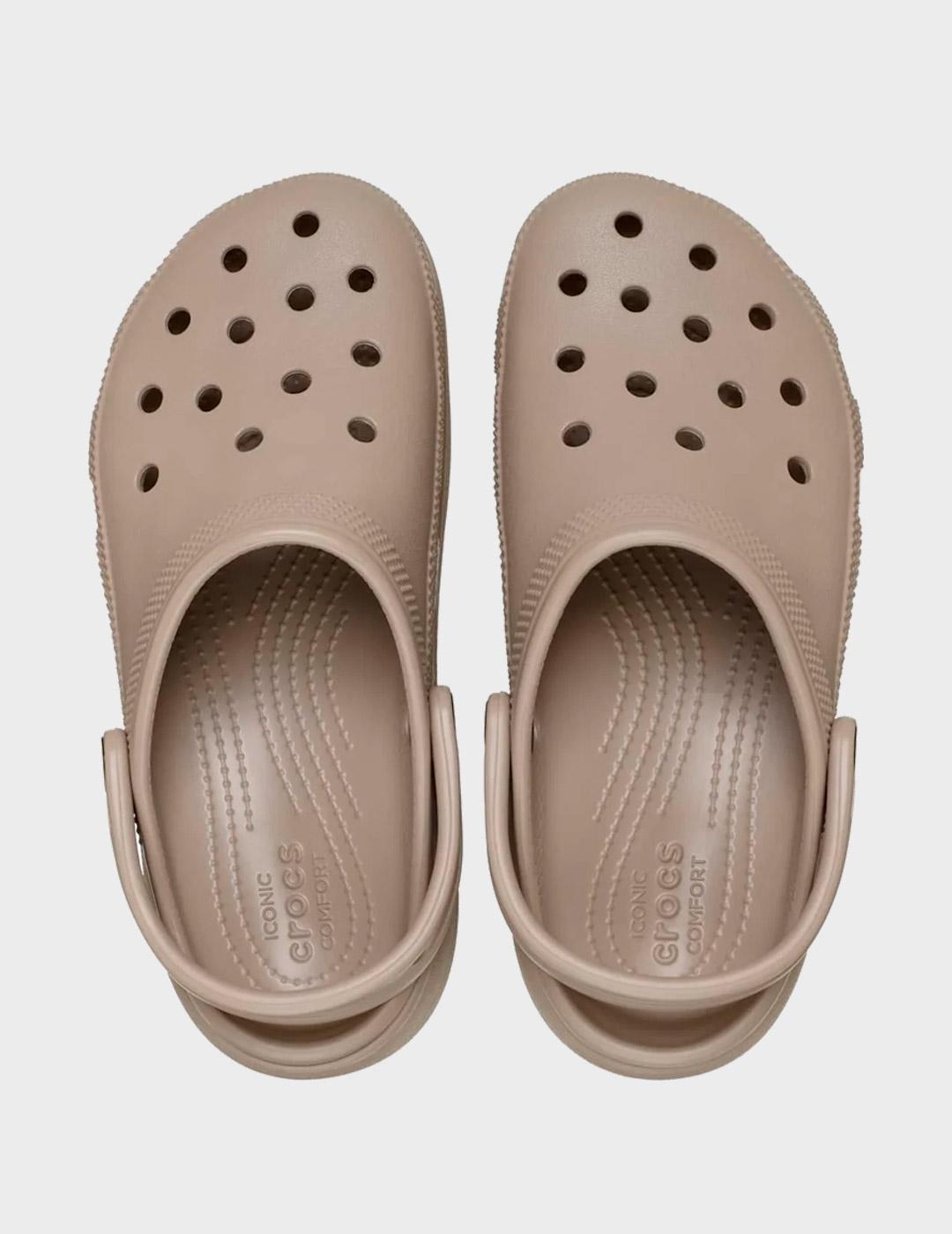 Zuecos crocs Classic Plataform Clog W Taupe