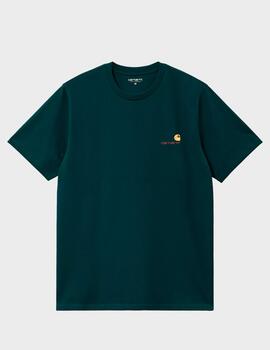 Camiseta Carhartt WIP S/S Amerian Script Deep Lago