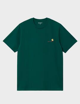 Camiseta Carhartt WIP S/S Amerian Script Dark Fir