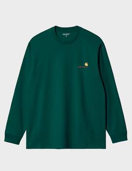 Camiseta Carhartt WIP L/S American Script  Dark Fi
