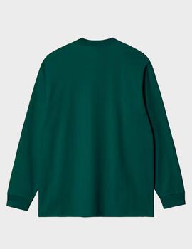 Camiseta Carhartt WIP L/S American Script  Dark Fi