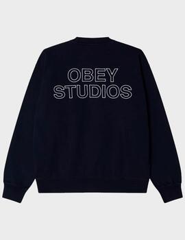 Sudadera Obey Studios Faded Crew DarkNvyFddWsh