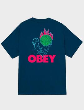 Camiseta Obey World in Flames Harbor Blue