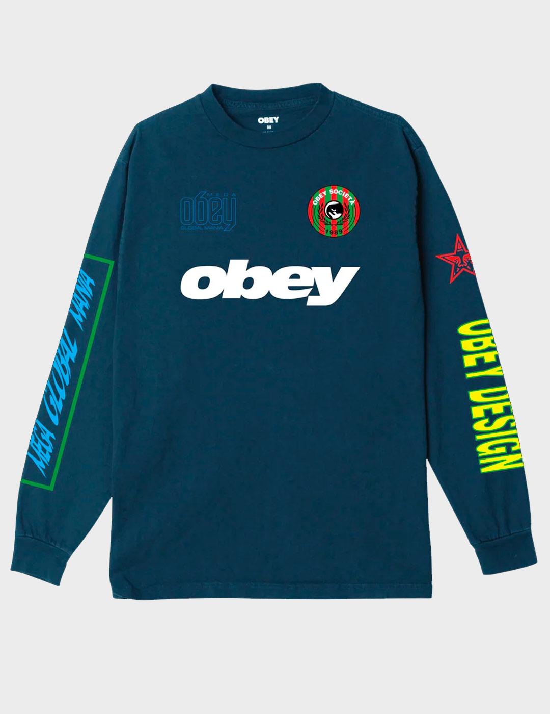 Camiseta Obey Mega Global Mania Pigment Dark Denim