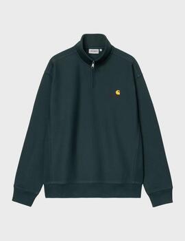 Sudadera Carhartt WIP Half Zip American Script Deep Lagoon