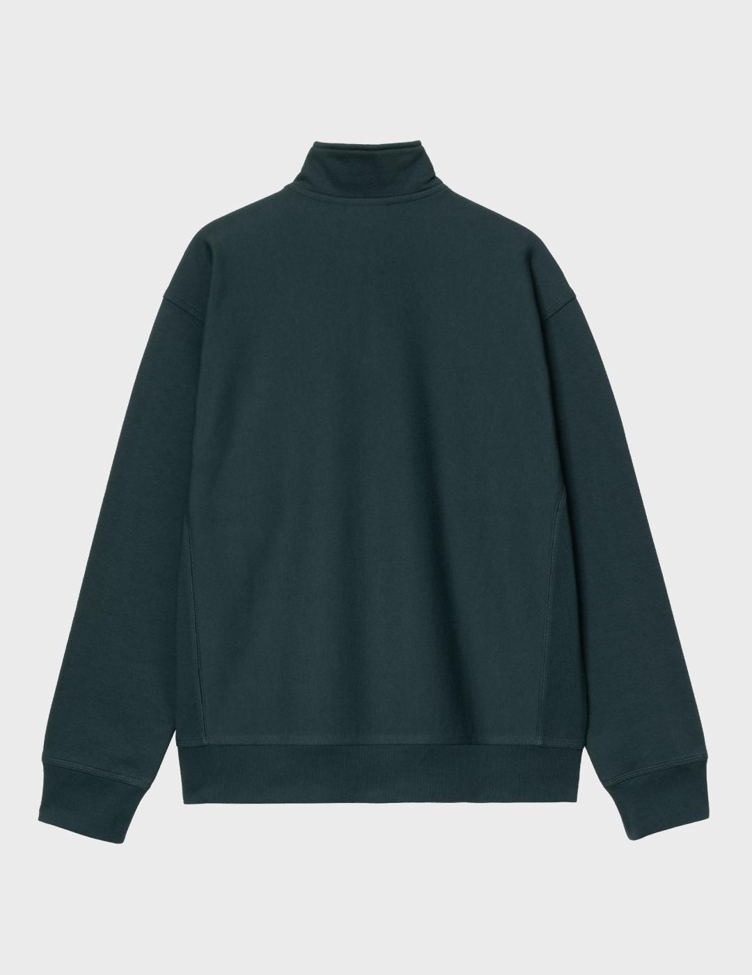 Sudadera Carhartt WIP Half Zip American Script Deep Lagoon