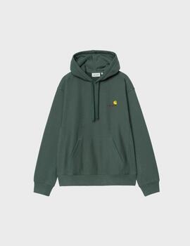 Sudadera Carhartt WIP Hooded American Script Kale Green