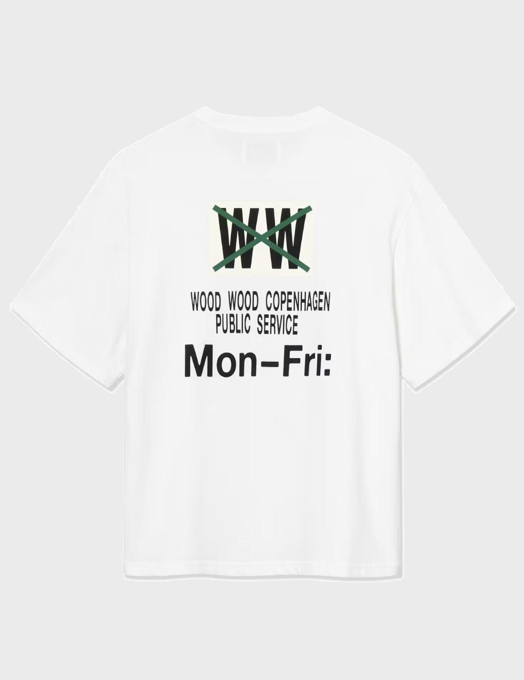 Camiseta WOOD WOOD WWGary Tee Mon-fri Bright White
