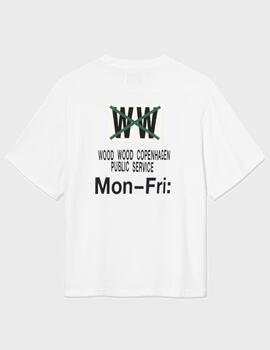 Camiseta WOOD WOOD WWGary Tee Mon-fri Bright White