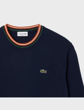 Jersei Lacoste Crewneck Sweater Bleu Marine Marron