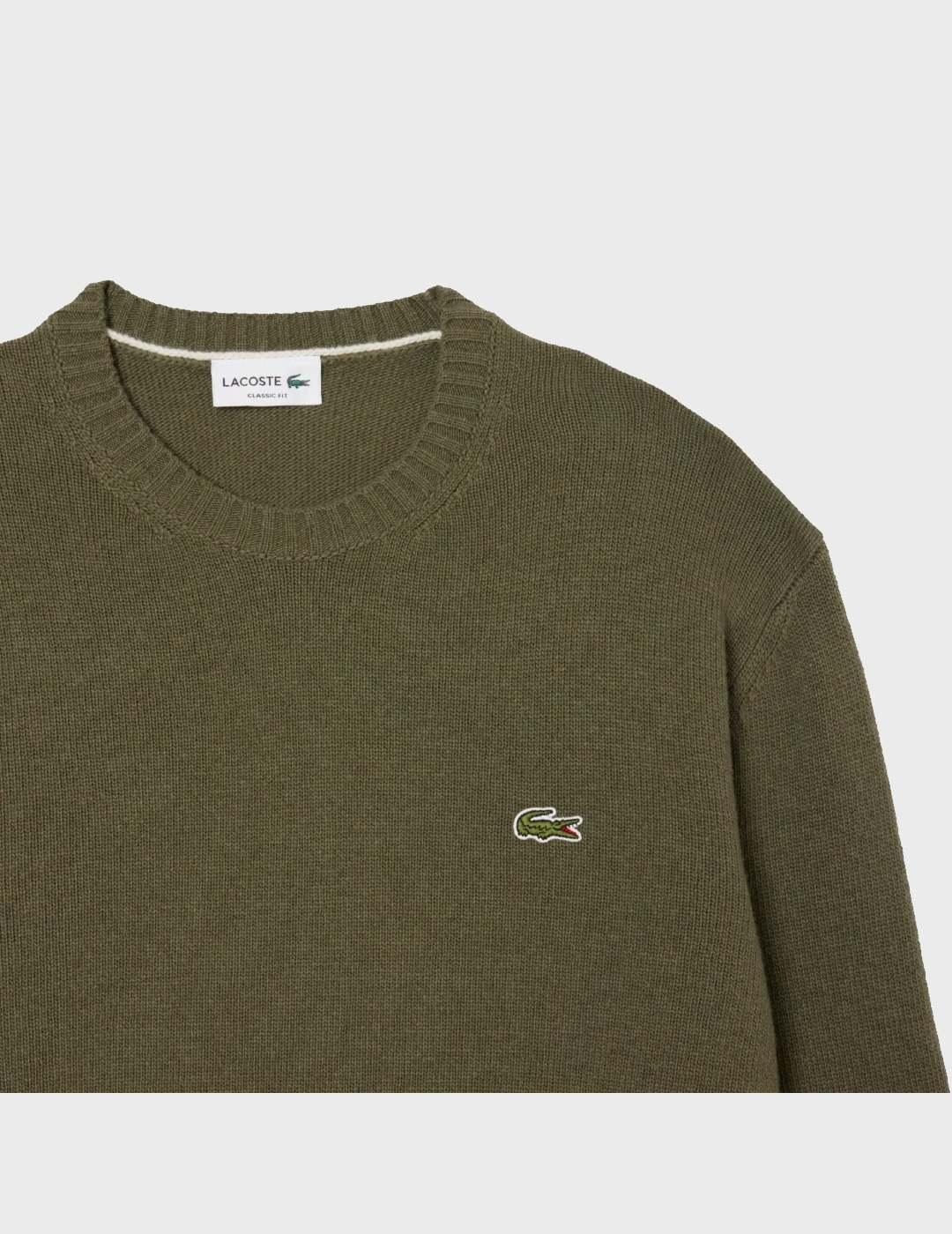 Jersey Lacoste Crewneck Sweaters Vert Kaki E9F