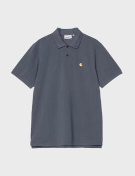 Polo Carhartt WIP S/S Chase Pique Cozy Blue/Gold
