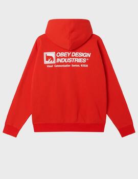Sudadera Obey design industries hood fiery red