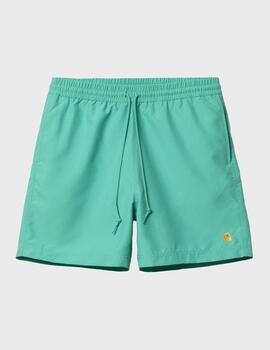 Bañador Carhartt WIP Chase Aqua Green/Gold