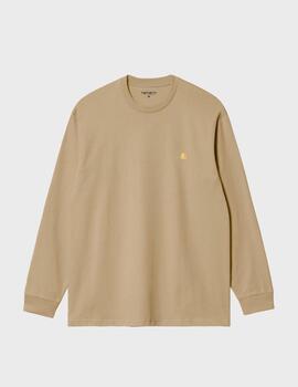 Camiseta Carhartt WIP L/s Chase Sable/Gold