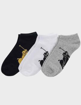 Calcetines Polo Ralph Lauren 3 pares con BigPony Grey