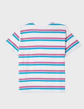 Camiseta Obey Distance Stripe SS White Multi