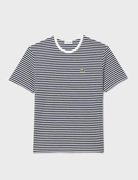 Camiseta Lacoste Rayas TH9749 00 Blanc/BleuMarine