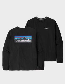 Camiseta Patagonia L/s P6 Logo Responsibili-tee Blk