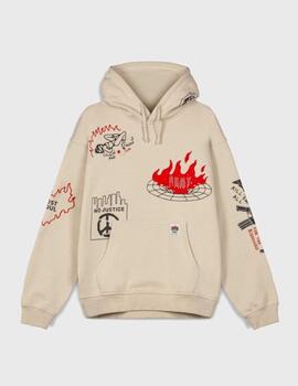 Sudadera Grimey Back At You Hole Vintage Cream