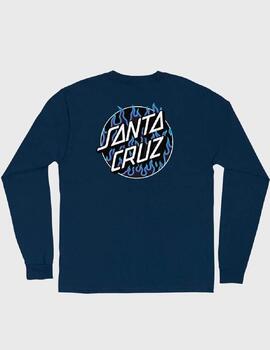 Camiseta SantaCruzXThrasher L/S Flame Dot Navy