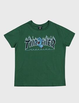 Camiseta SantaCruzXThrasher W Screaming Flame Logo Moss