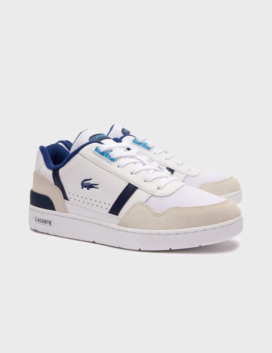 Zapatillas Lacoste T-Clip en piel contraste WhiteBlue080